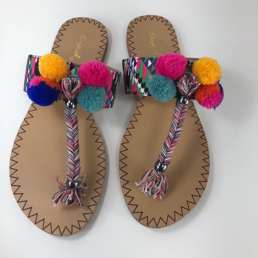 Qupid multicolored Flat Sandals Size 6 (#20)